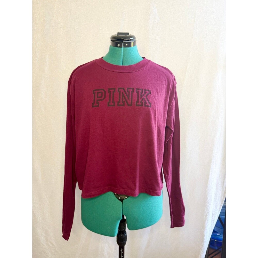 VS PINK maroon long sleeve crop top